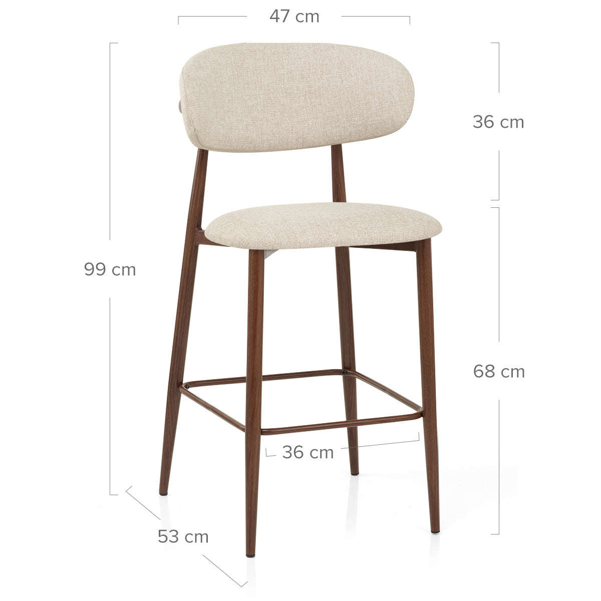 Tabouret de Bar Tissu - Harrow Crème