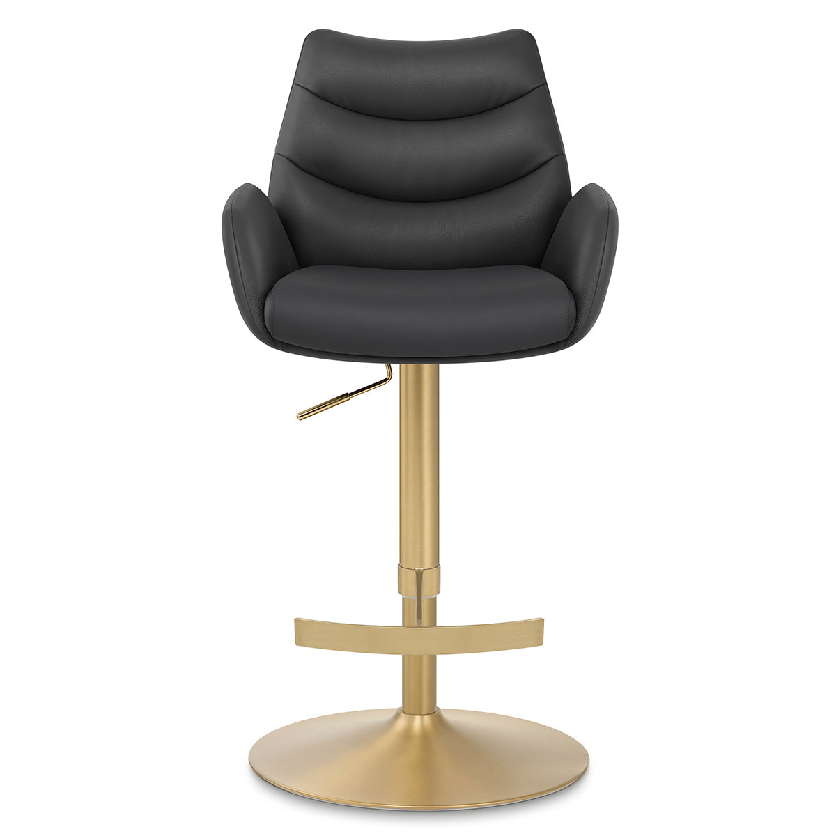 Chaise de Bar Cuir Veritable Or Brosse - Seville Noir