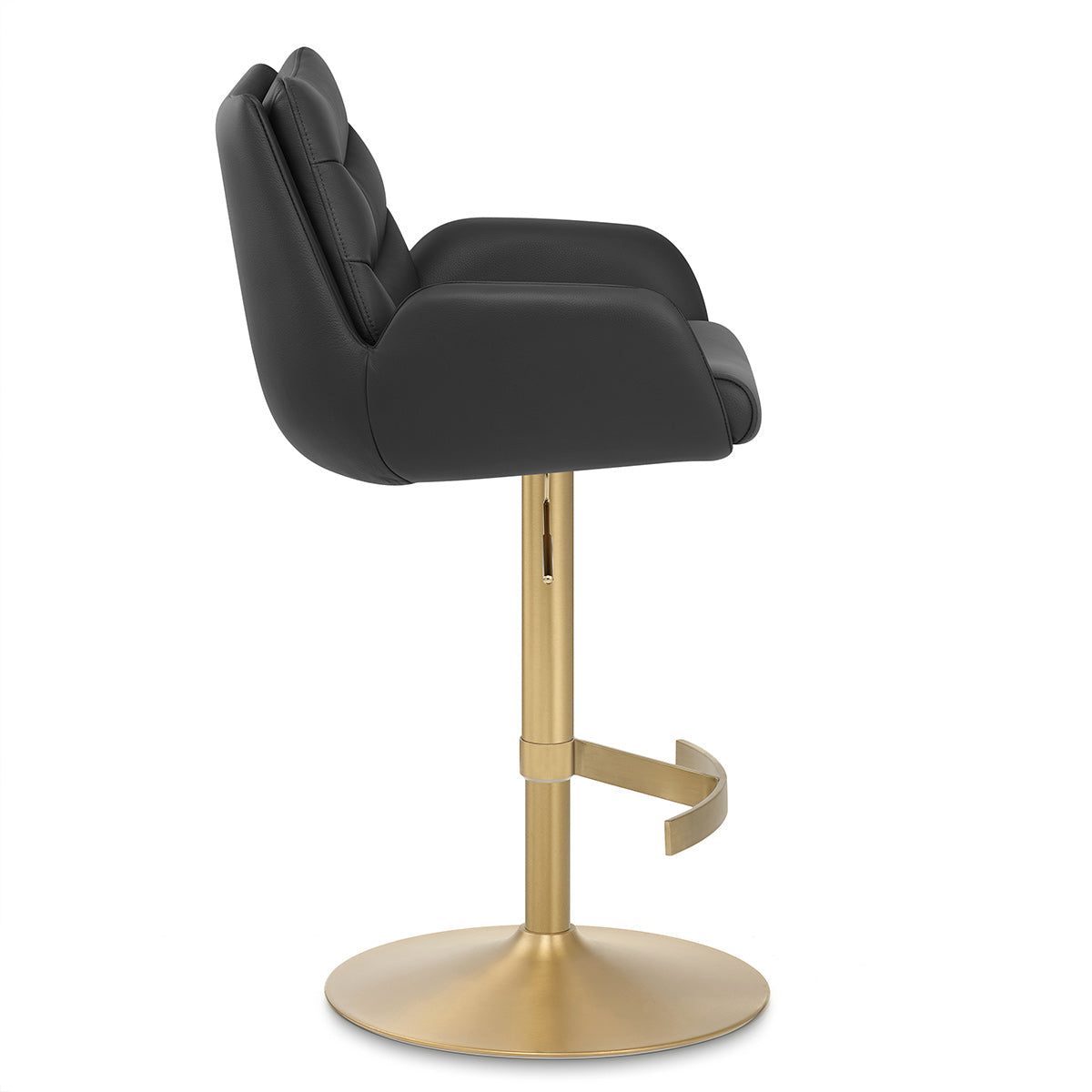 Chaise de Bar Cuir Veritable Or Brosse - Seville Noir