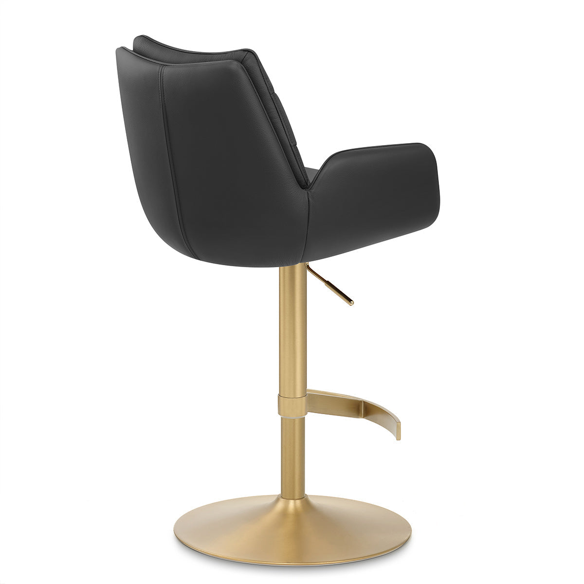 Chaise de Bar Cuir Veritable Or Brosse - Seville Noir