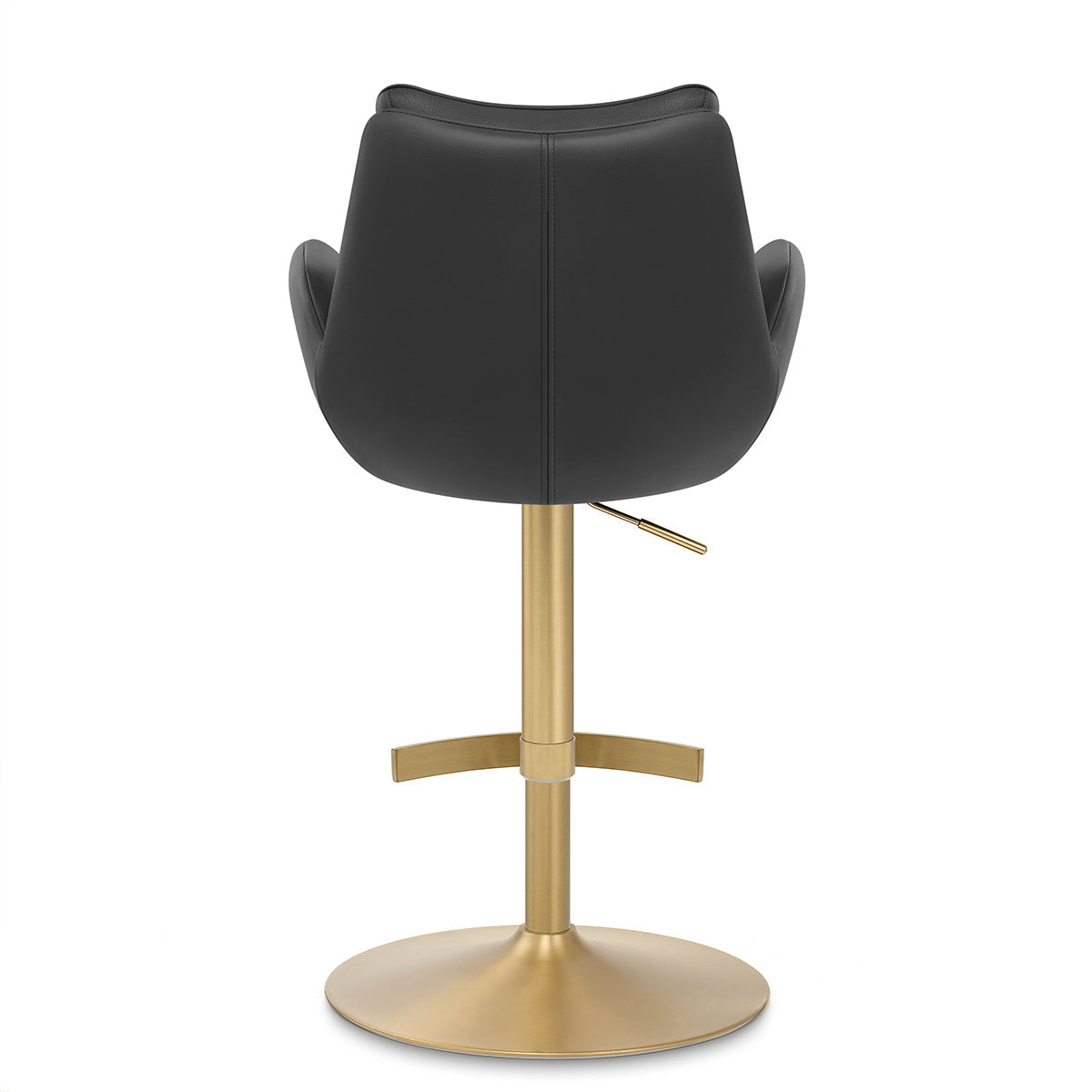 Chaise de Bar Cuir Veritable Or Brosse - Seville Noir