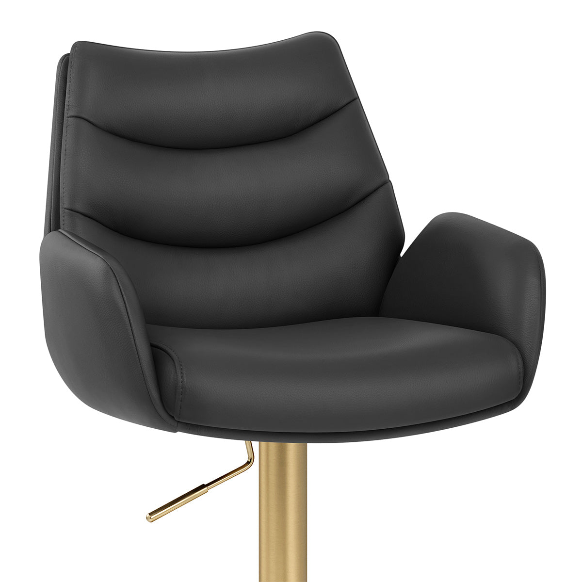 Chaise de Bar Cuir Veritable Or Brosse - Seville Noir