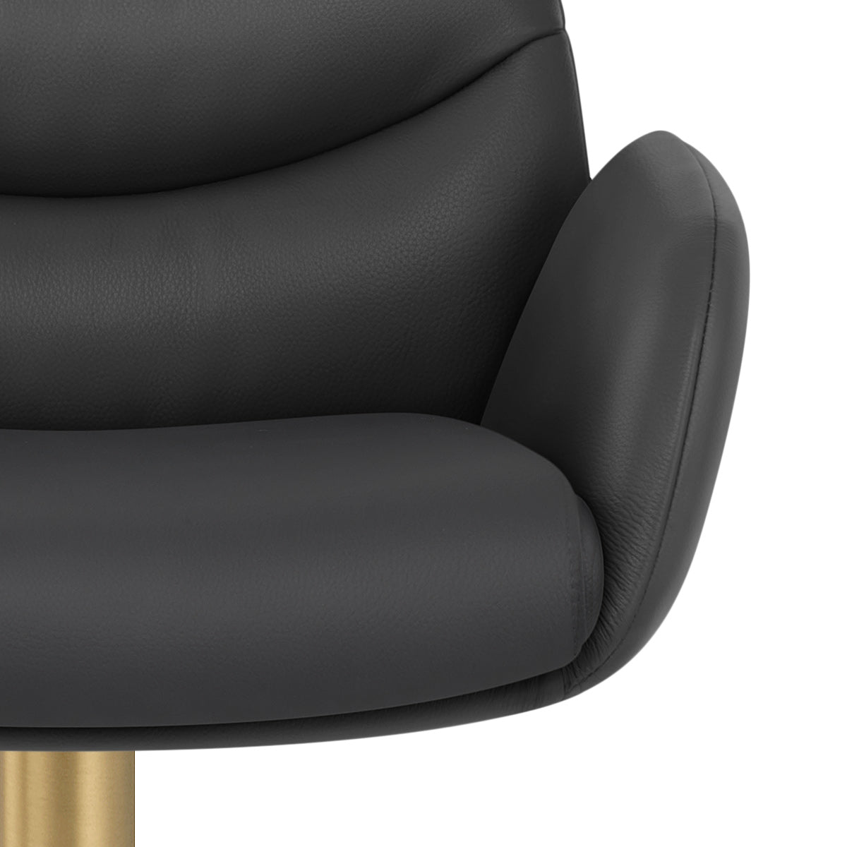 Chaise de Bar Cuir Veritable Or Brosse - Seville Noir