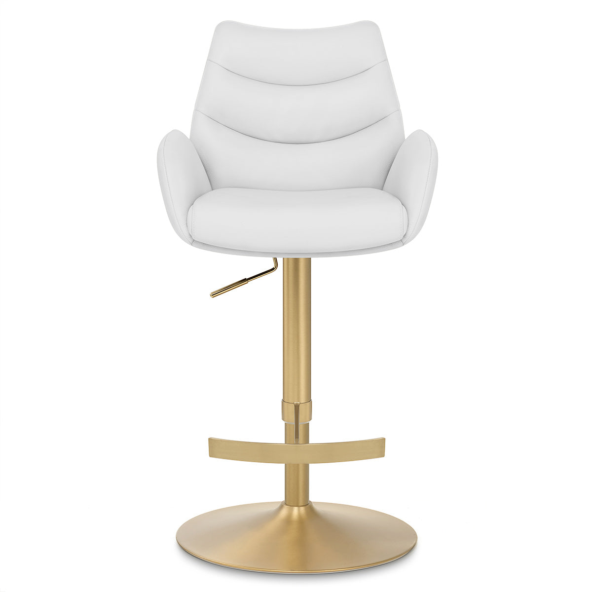 Chaise de Bar Cuir Veritable Or Brosse - Seville Blanc