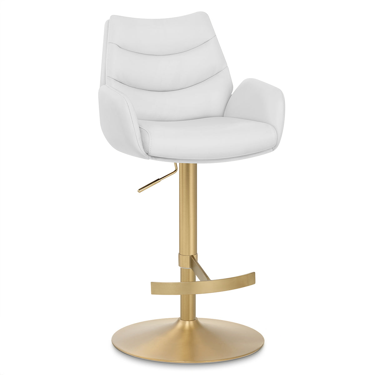 Chaise de Bar Cuir Veritable Or Brosse - Seville Blanc