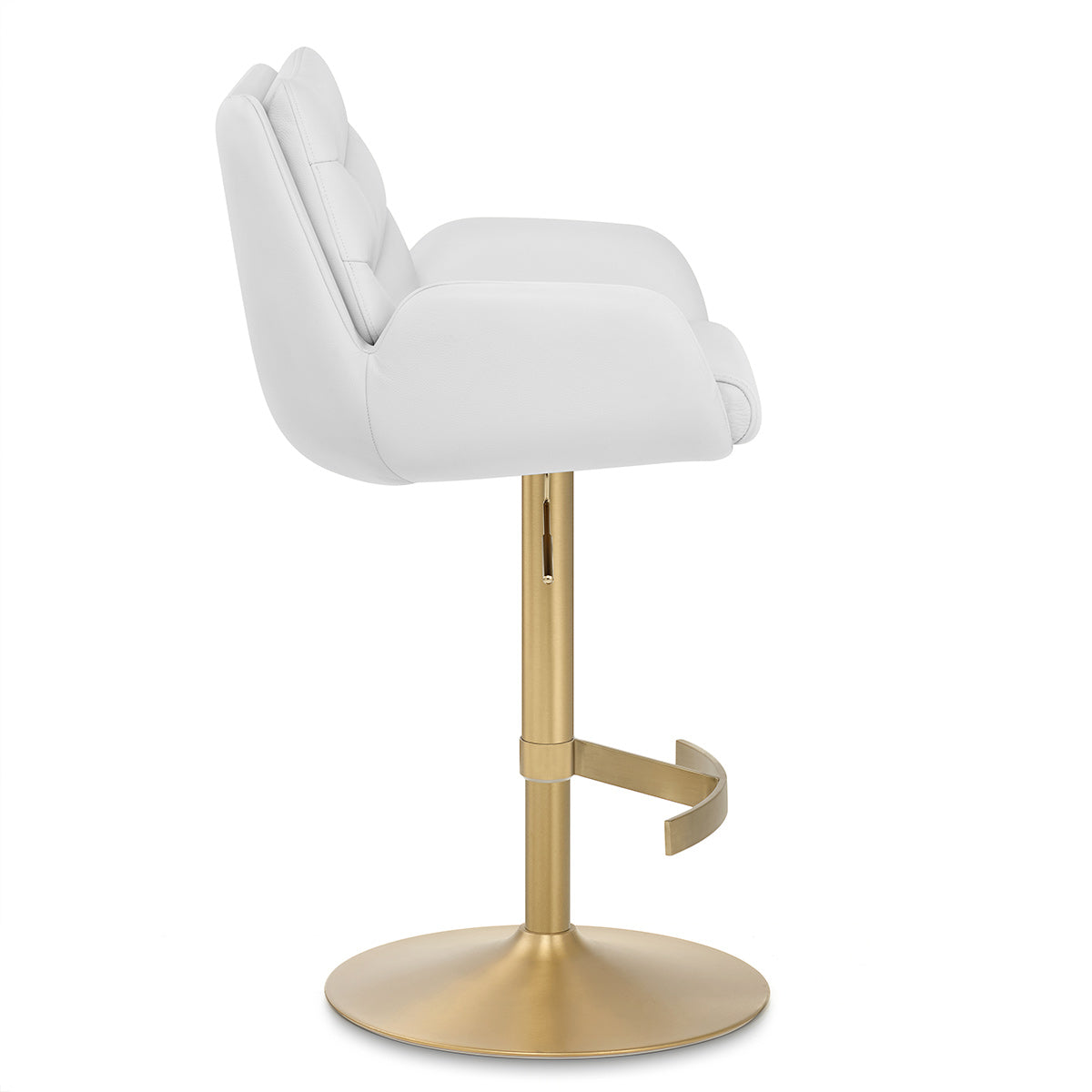 Chaise de Bar Cuir Veritable Or Brosse - Seville Blanc