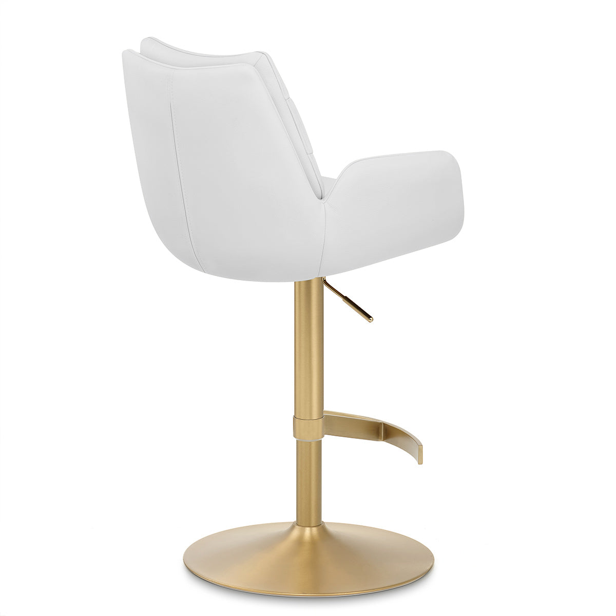 Chaise de Bar Cuir Veritable Or Brosse - Seville Blanc