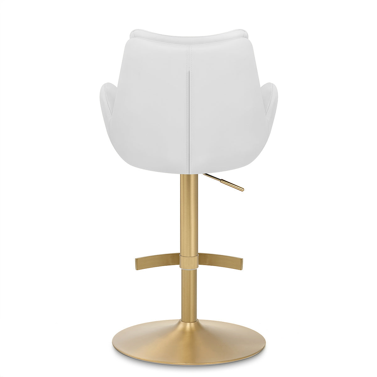 Chaise de Bar Cuir Veritable Or Brosse - Seville Blanc