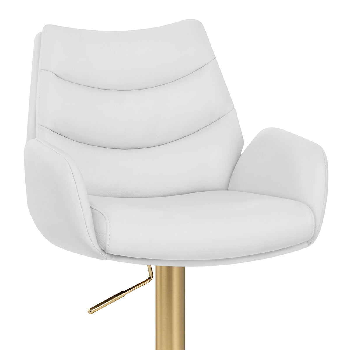 Chaise de Bar Cuir Veritable Or Brosse - Seville Blanc