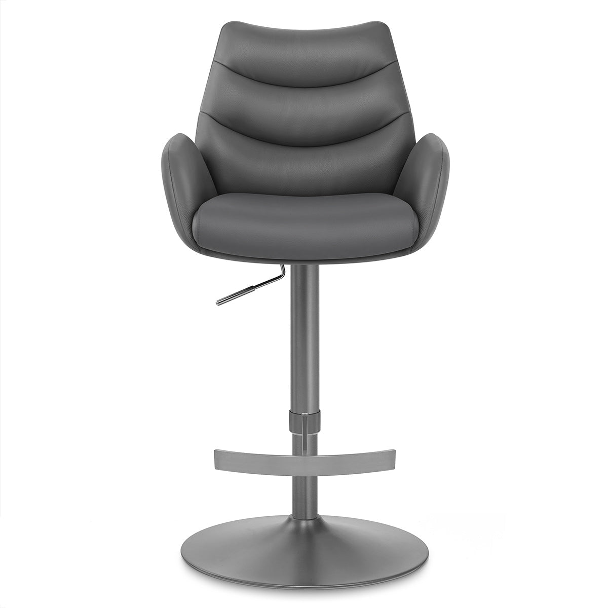 Chaise de Bar Cuir Veritable Graphite Brosse - Seville Gris Fonce