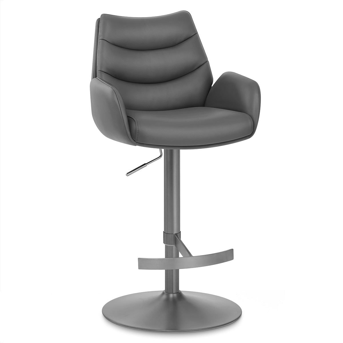 Chaise de Bar Cuir Veritable Graphite Brosse - Seville Gris Fonce
