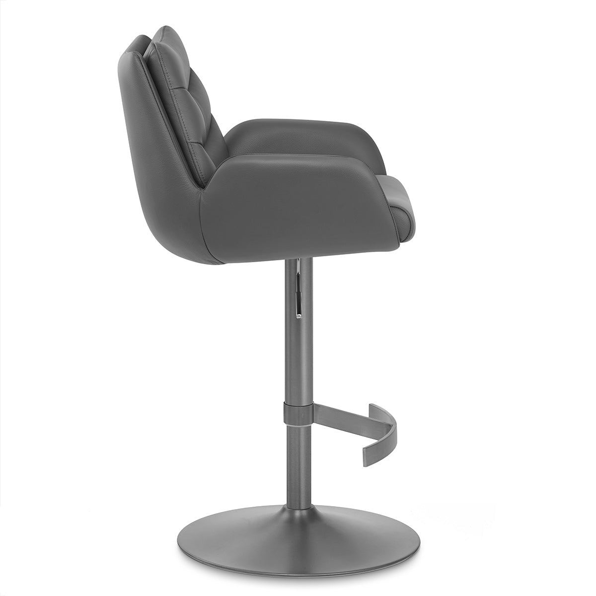 Chaise de Bar Cuir Veritable Graphite Brosse - Seville Gris Fonce