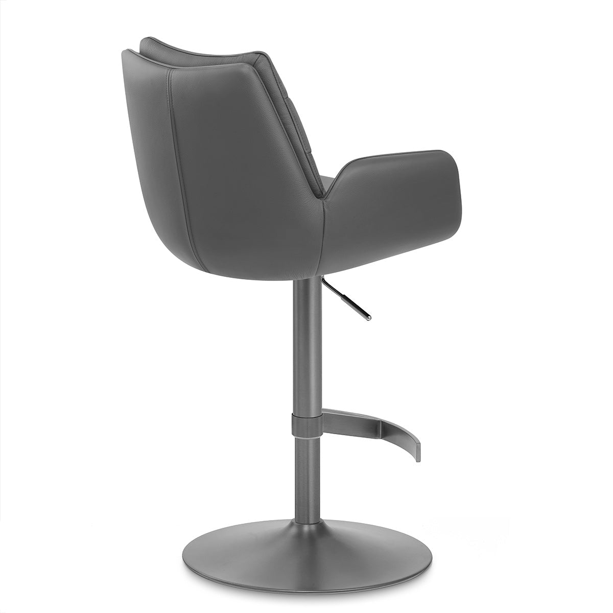 Chaise de Bar Cuir Veritable Graphite Brosse - Seville Gris Fonce