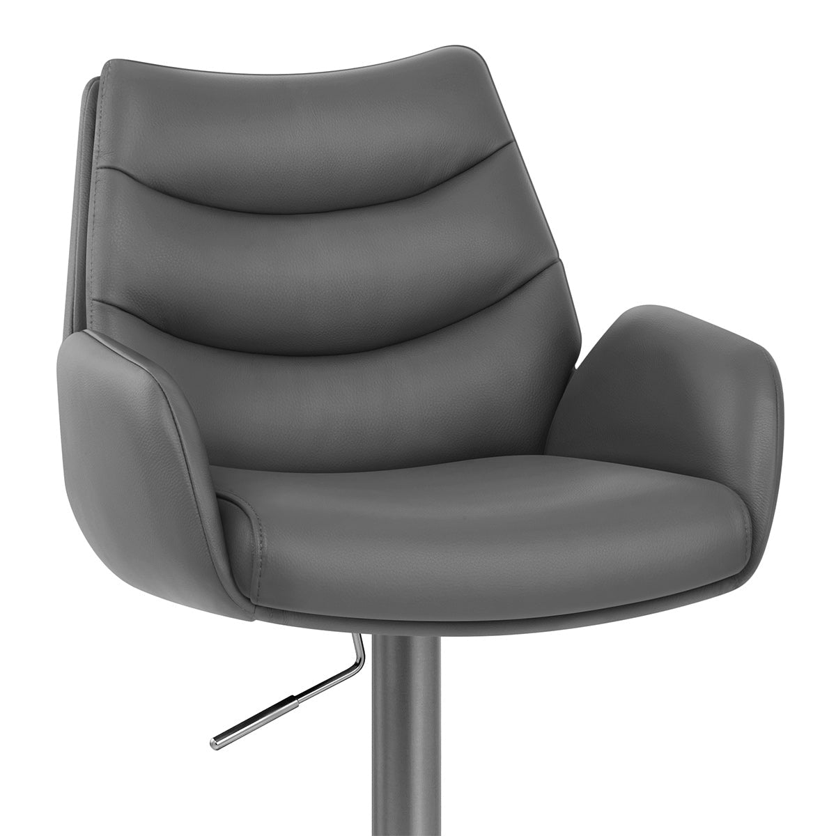 Chaise de Bar Cuir Veritable Graphite Brosse - Seville Gris Fonce