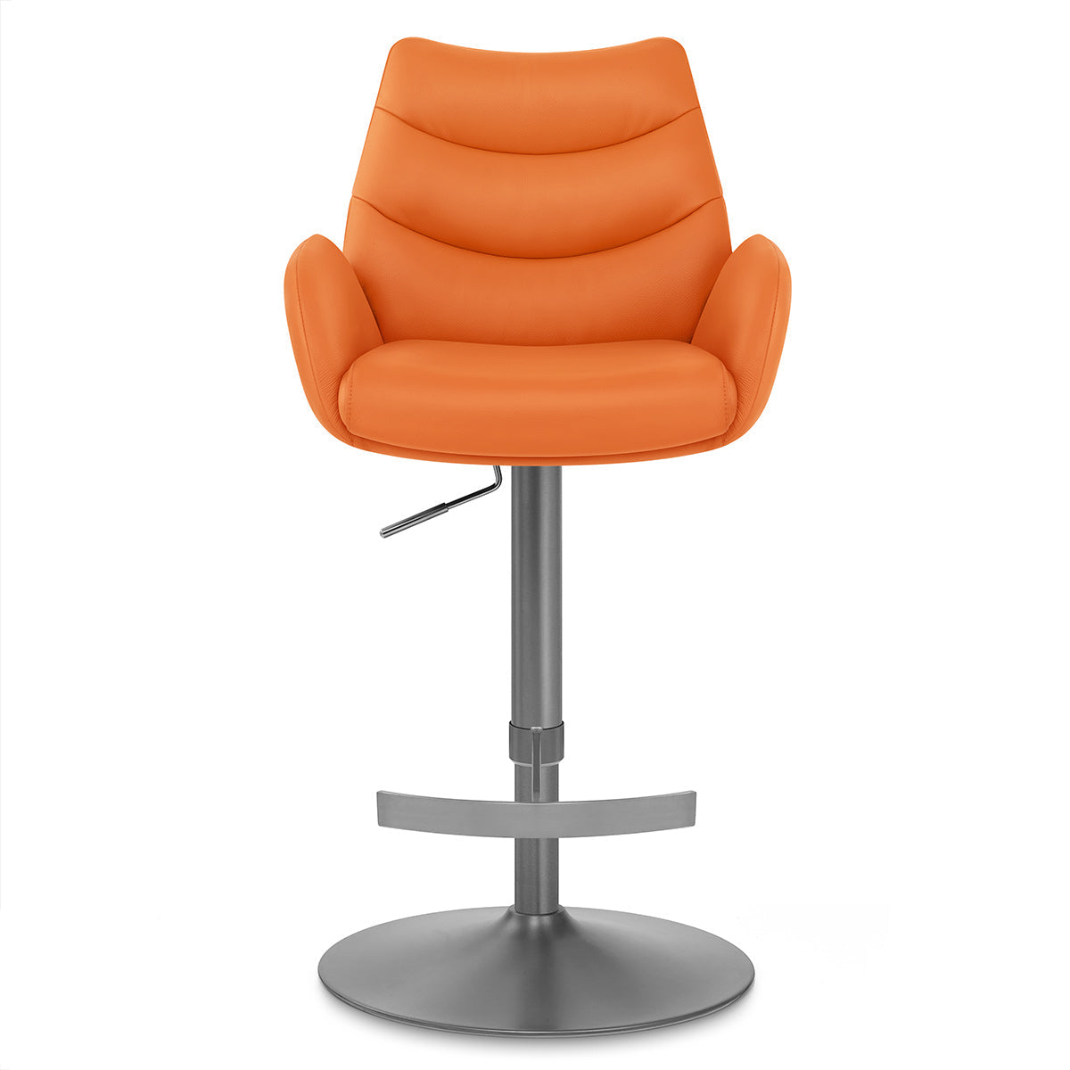 Chaise de Bar Cuir Veritable Graphite Brosse - Seville Orange