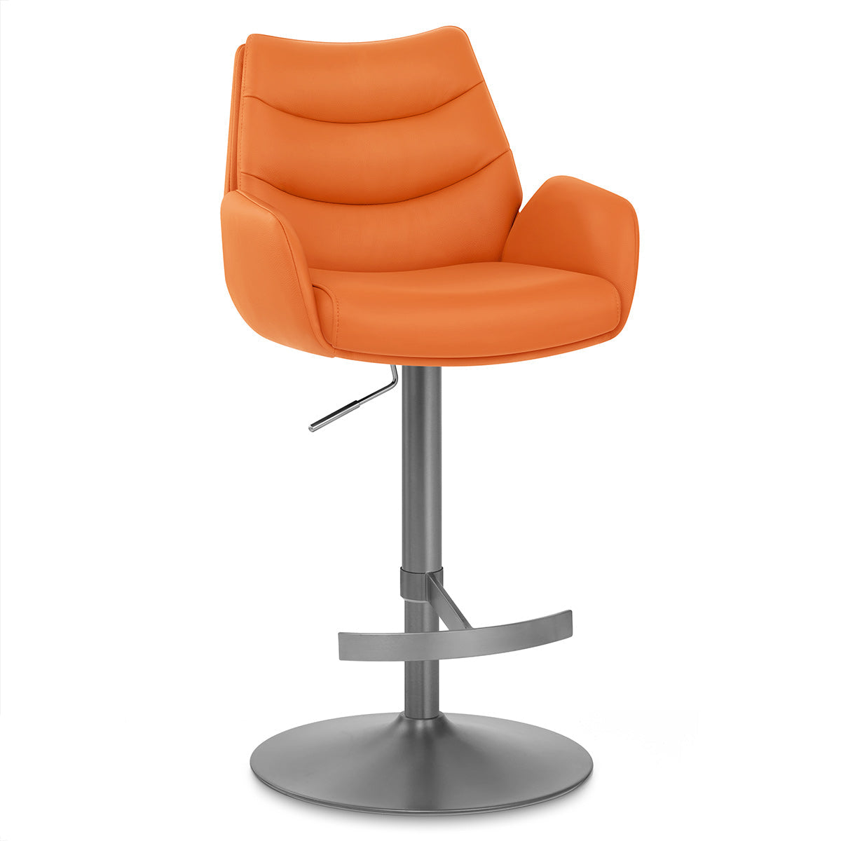 Chaise de Bar Cuir Veritable Graphite Brosse - Seville Orange