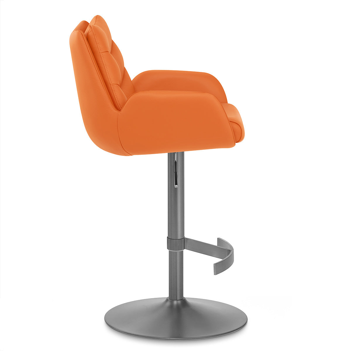Chaise de Bar Cuir Veritable Graphite Brosse - Seville Orange