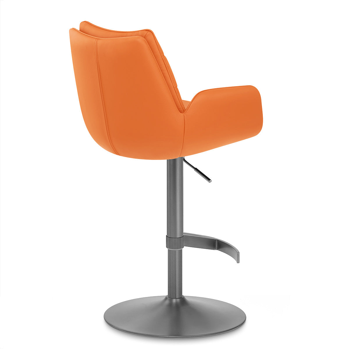 Chaise de Bar Cuir Veritable Graphite Brosse - Seville Orange