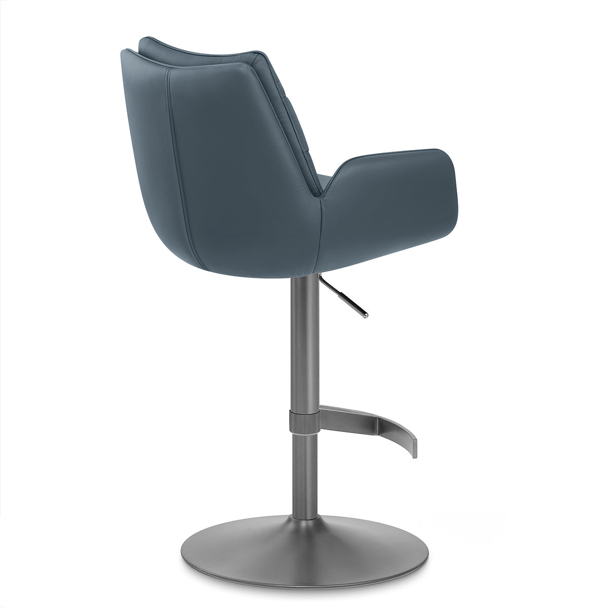Chaise de Bar Cuir Veritable Graphite Brosse - Seville Bleu