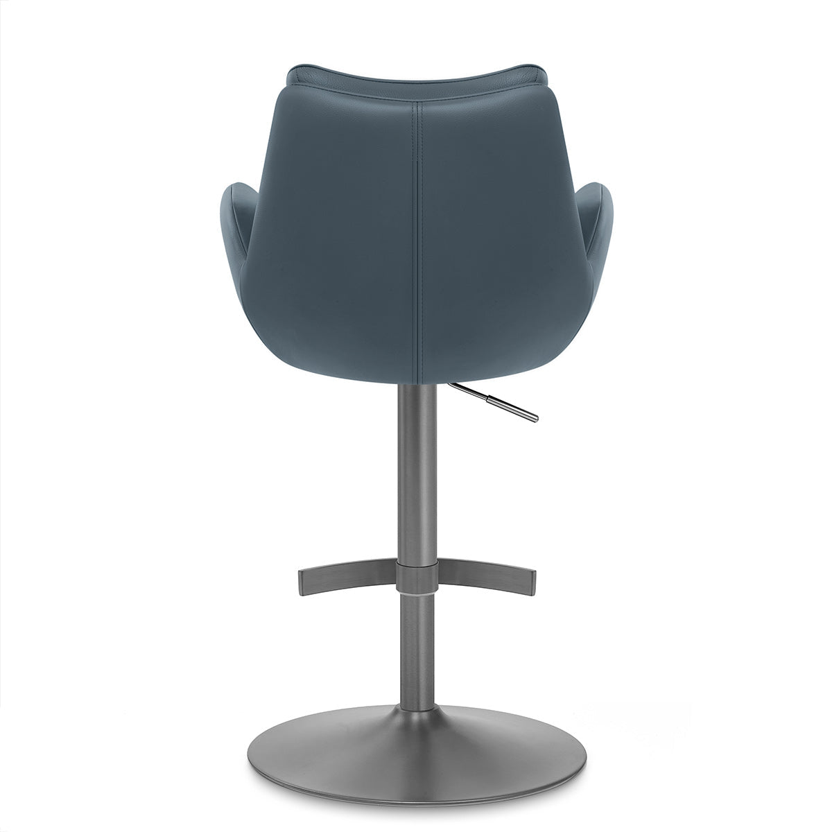 Chaise de Bar Cuir Veritable Graphite Brosse - Seville Bleu