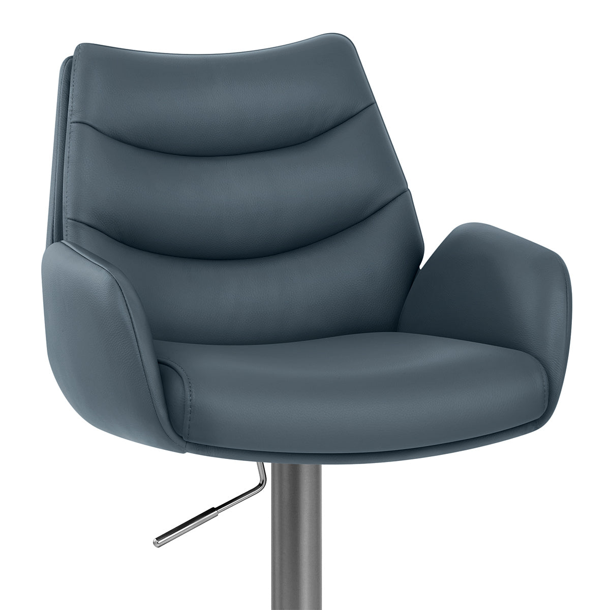 Chaise de Bar Cuir Veritable Graphite Brosse - Seville Bleu