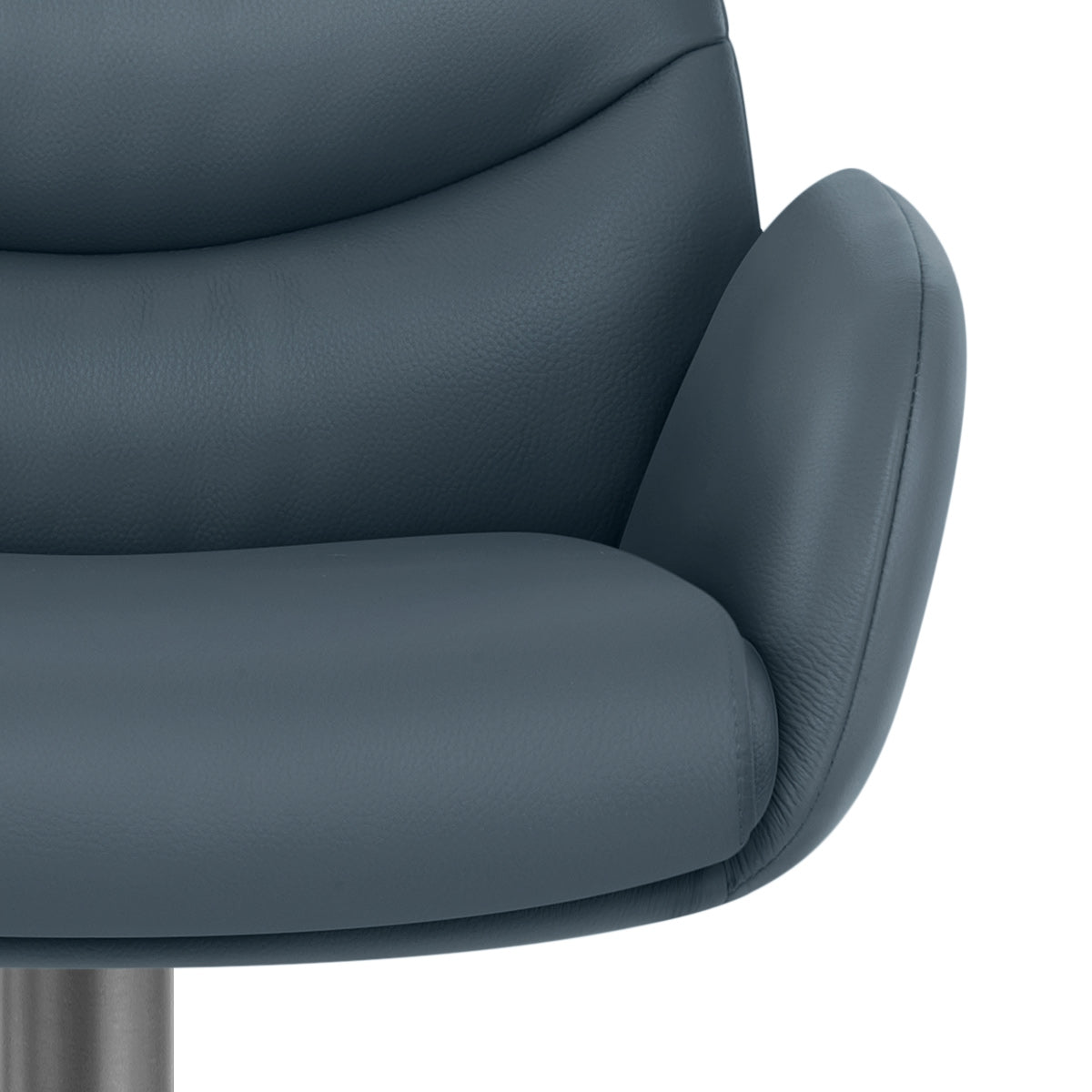 Chaise de Bar Cuir Veritable Graphite Brosse - Seville Bleu
