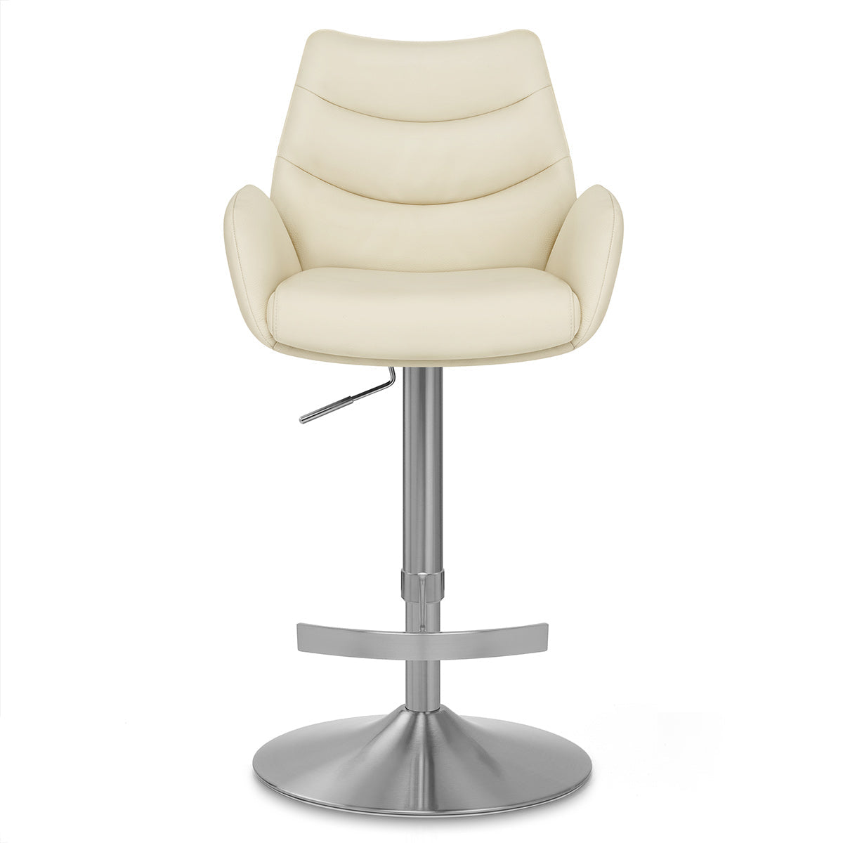 Chaise de Bar Cuir Veritable Chrome Brosse - Seville Crème