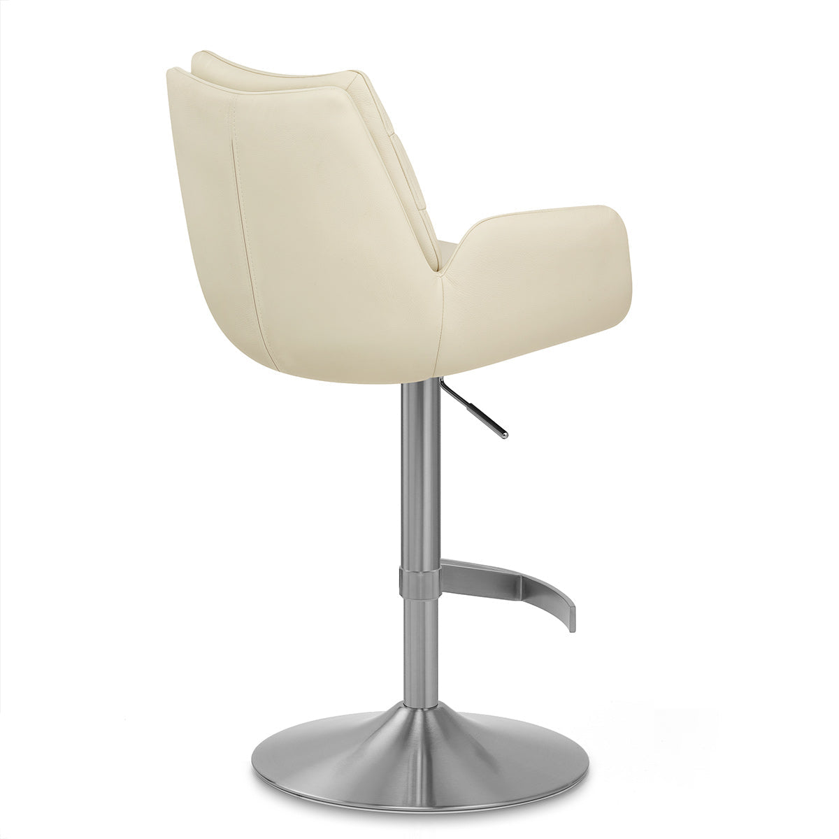 Chaise de Bar Cuir Veritable Chrome Brosse - Seville Crème