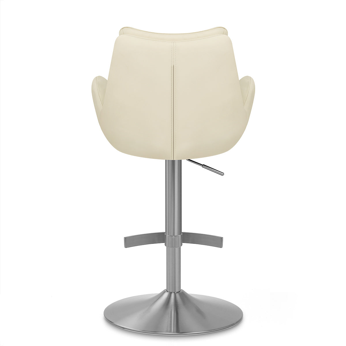 Chaise de Bar Cuir Veritable Chrome Brosse - Seville Crème