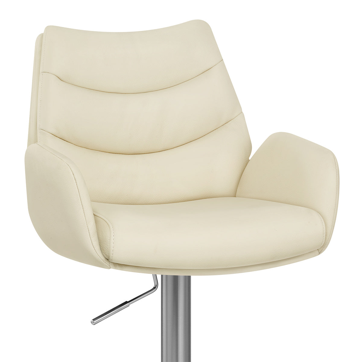 Chaise de Bar Cuir Veritable Chrome Brosse - Seville Crème