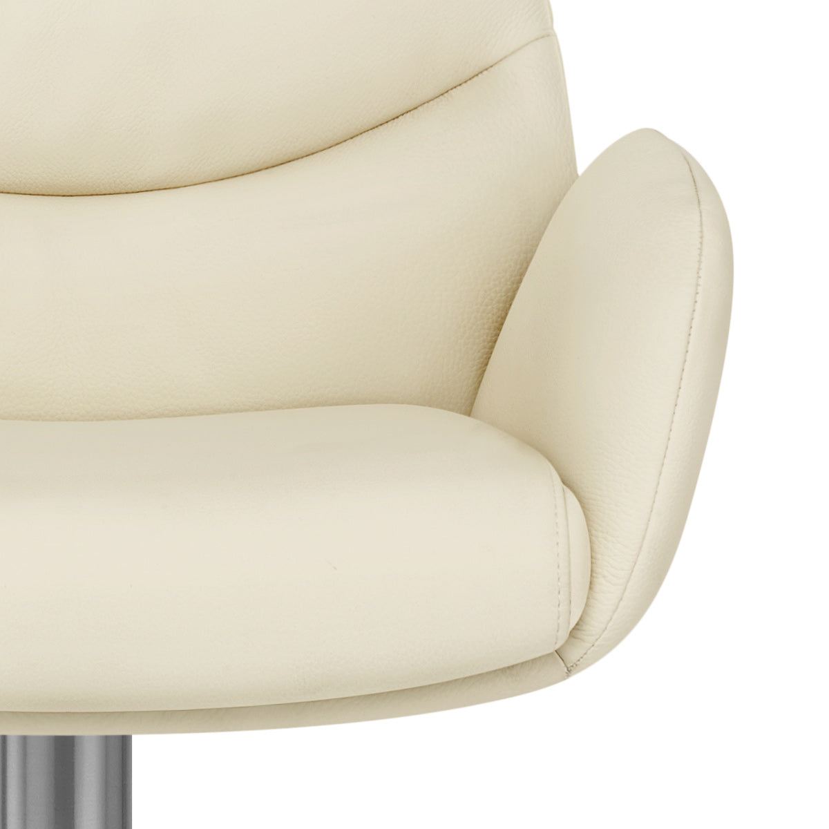 Chaise de Bar Cuir Veritable Chrome Brosse - Seville Crème