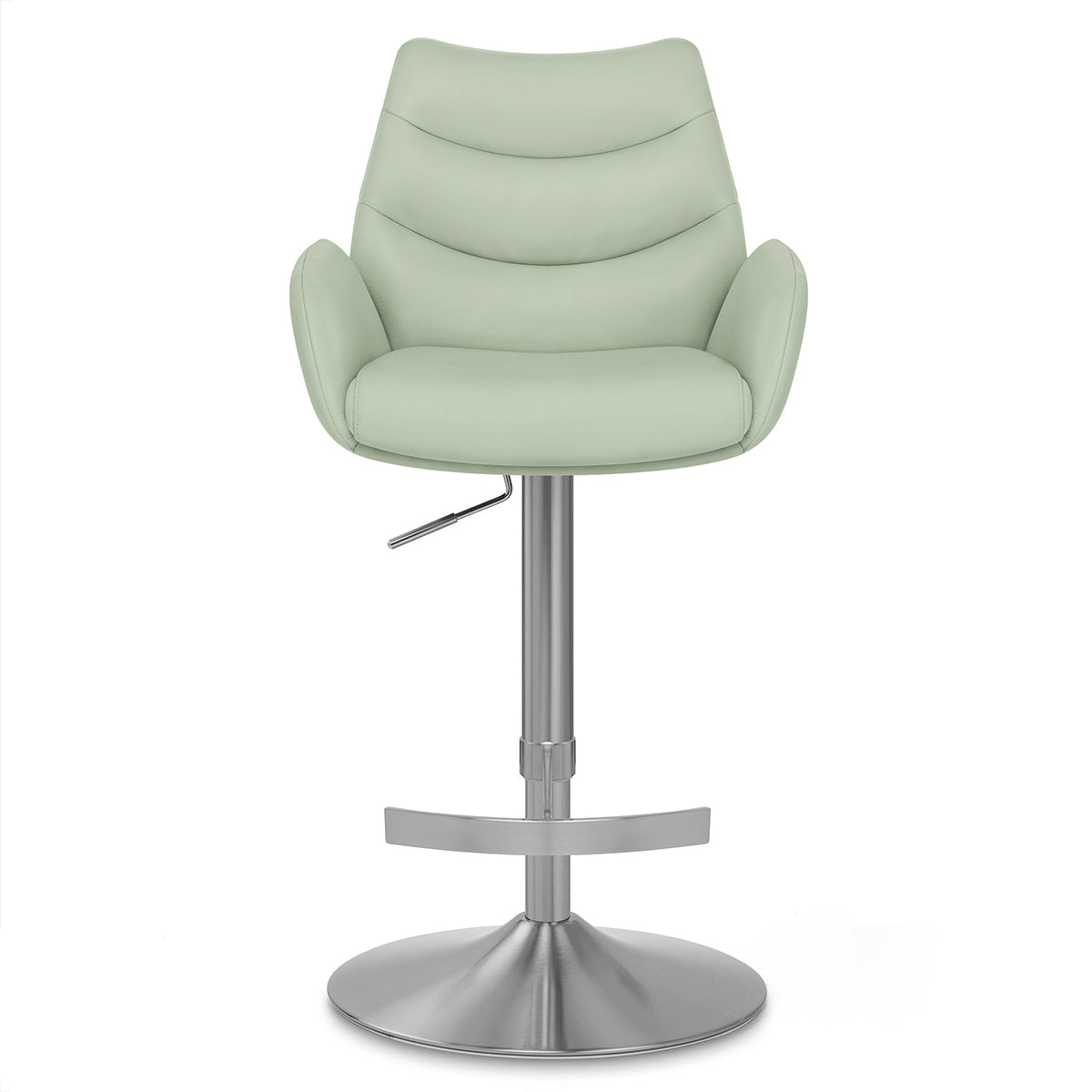 Seville Real Leather Brushed Stool Green