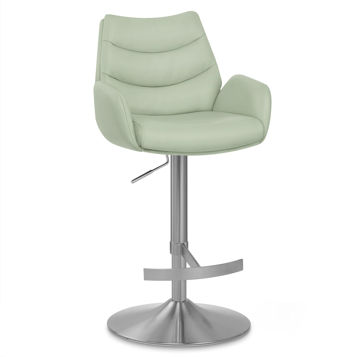 Seville Real Leather Brushed Stool Green