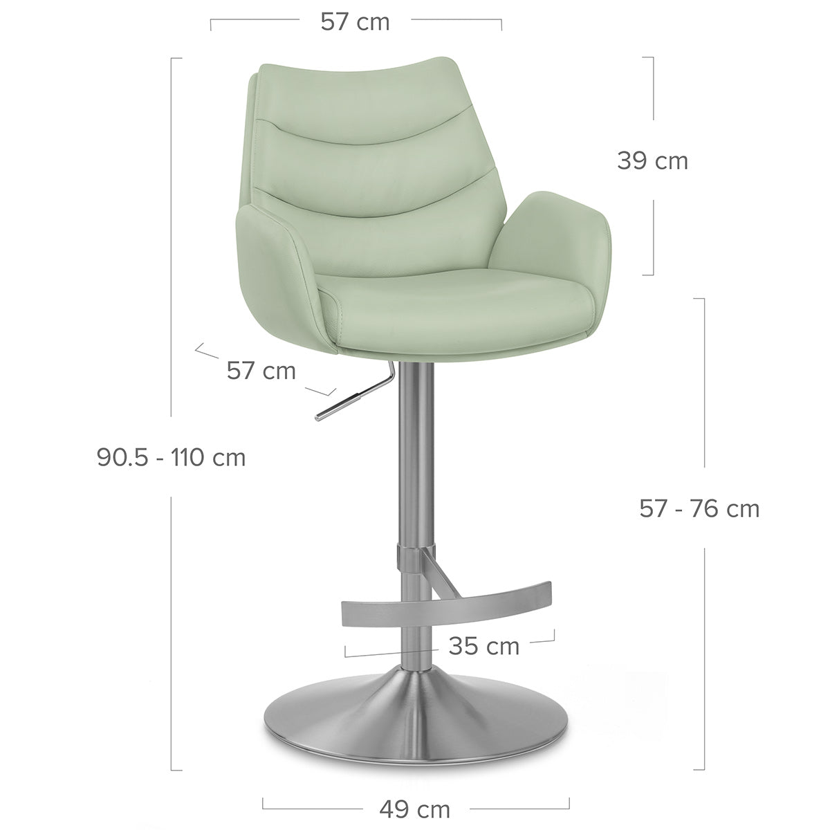 Seville Real Leather Brushed Stool Green
