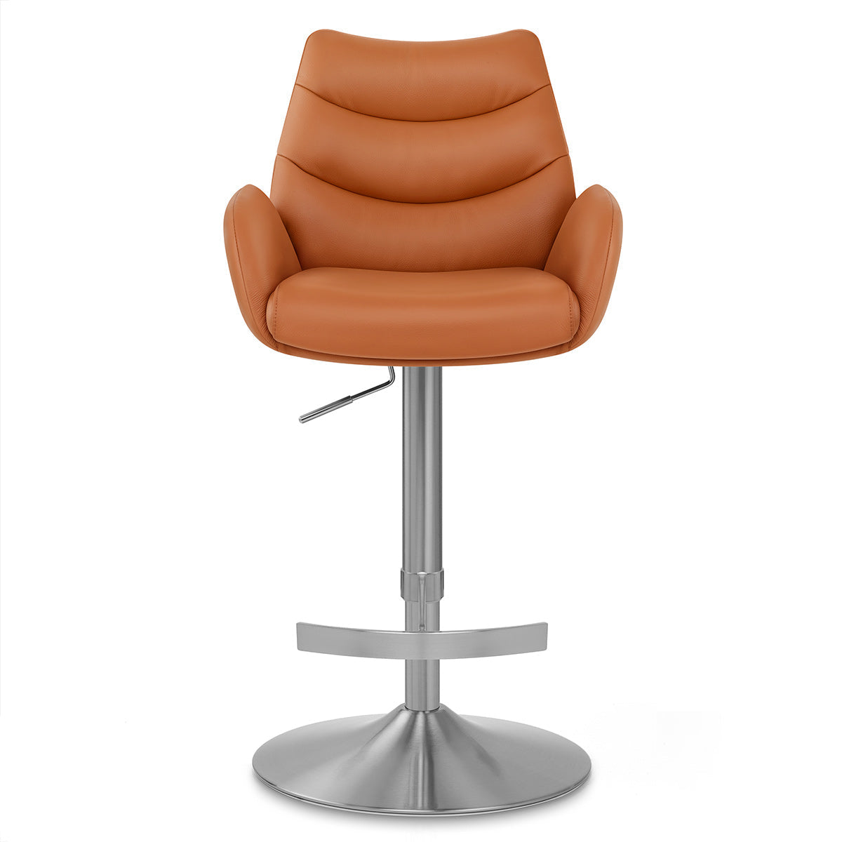 Chaise de Bar Cuir Veritable Chrome Brosse - Seville Marron