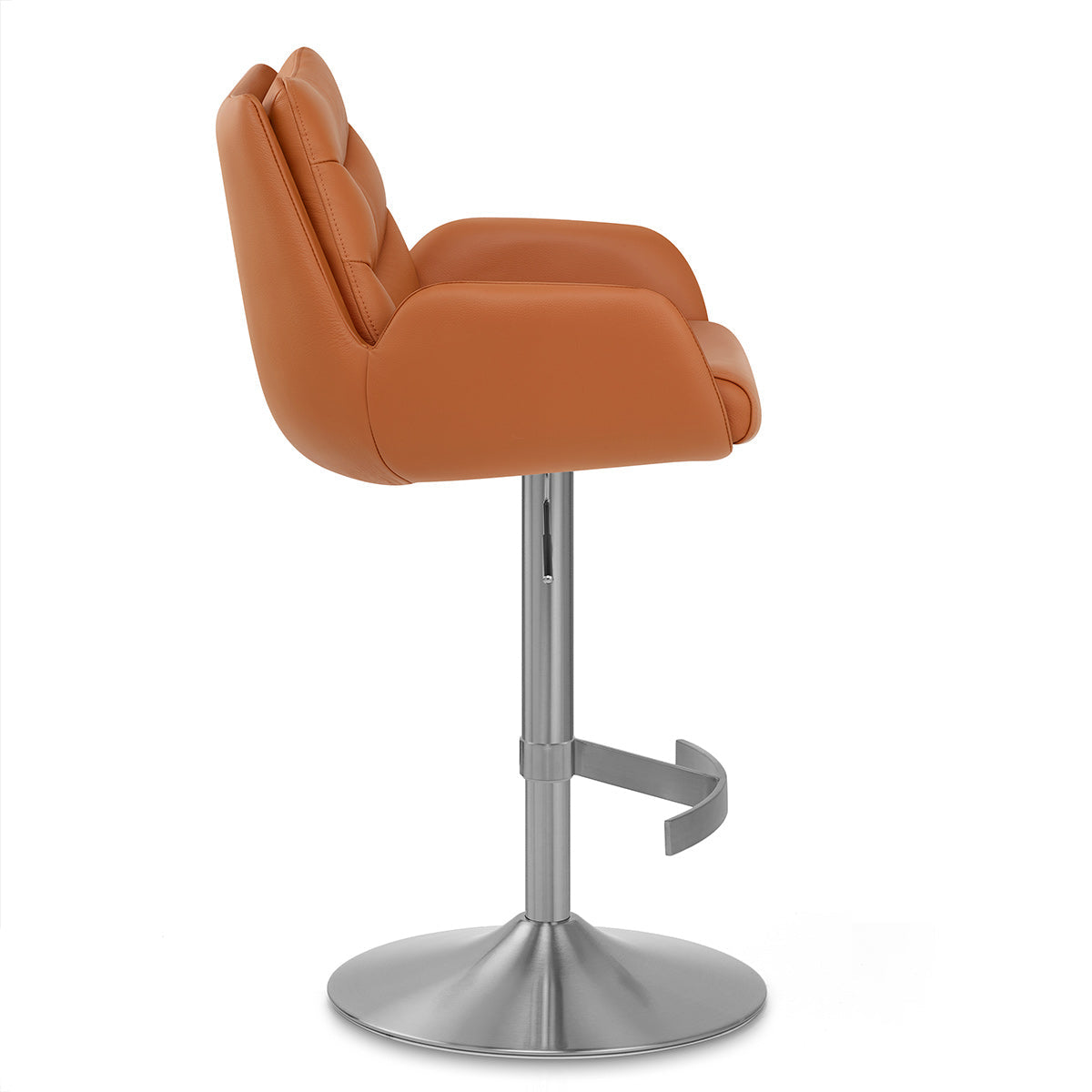 Chaise de Bar Cuir Veritable Chrome Brosse - Seville Marron