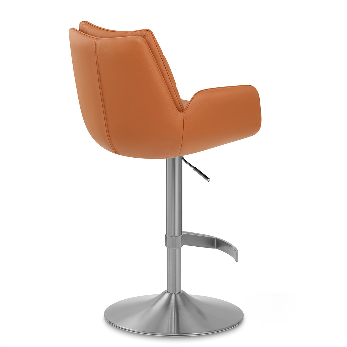 Chaise de Bar Cuir Veritable Chrome Brosse - Seville Marron