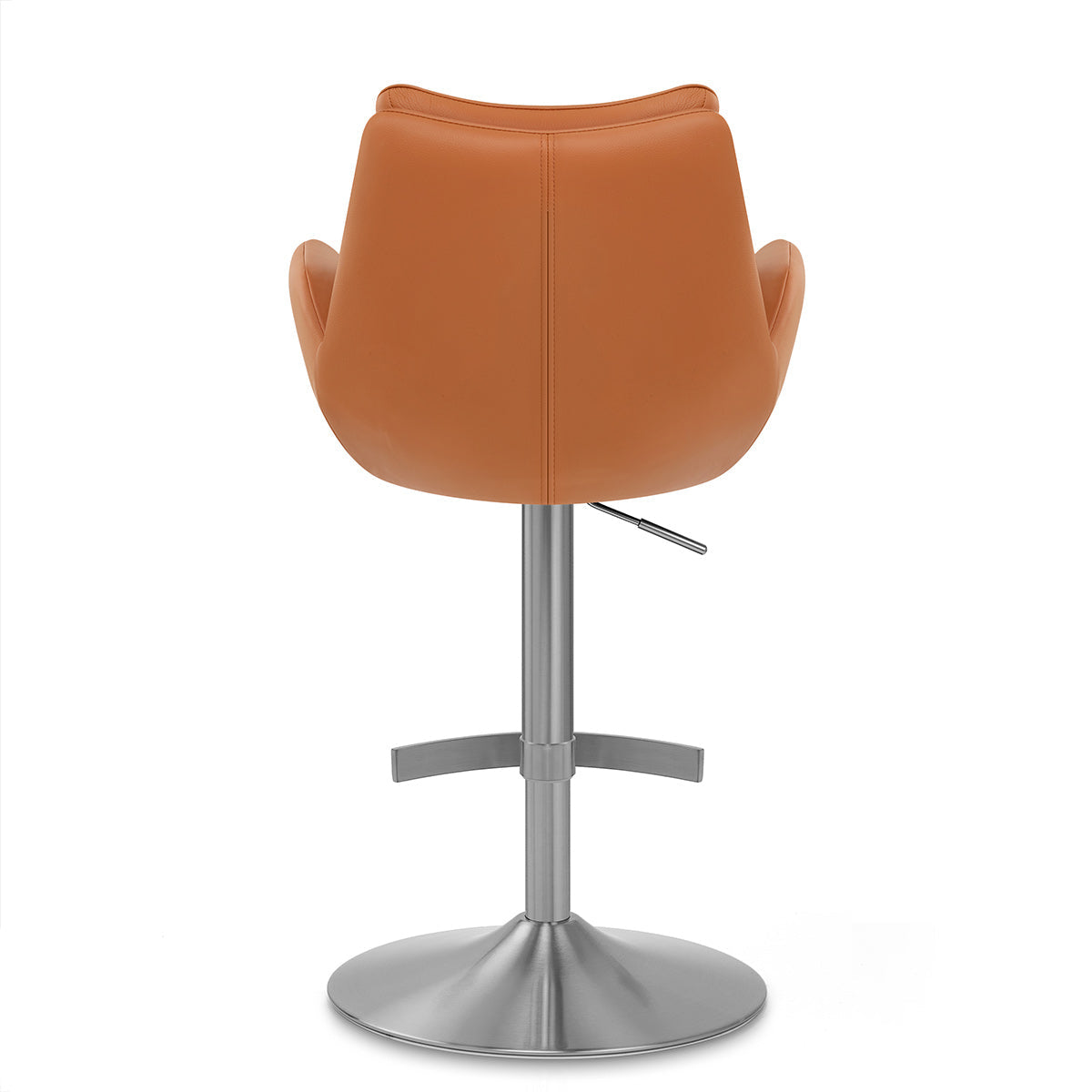 Chaise de Bar Cuir Veritable Chrome Brosse - Seville Marron