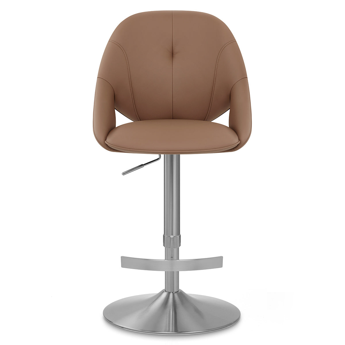 Chaise de Bar Cuir eco Chrome Brosse - Rico Marron