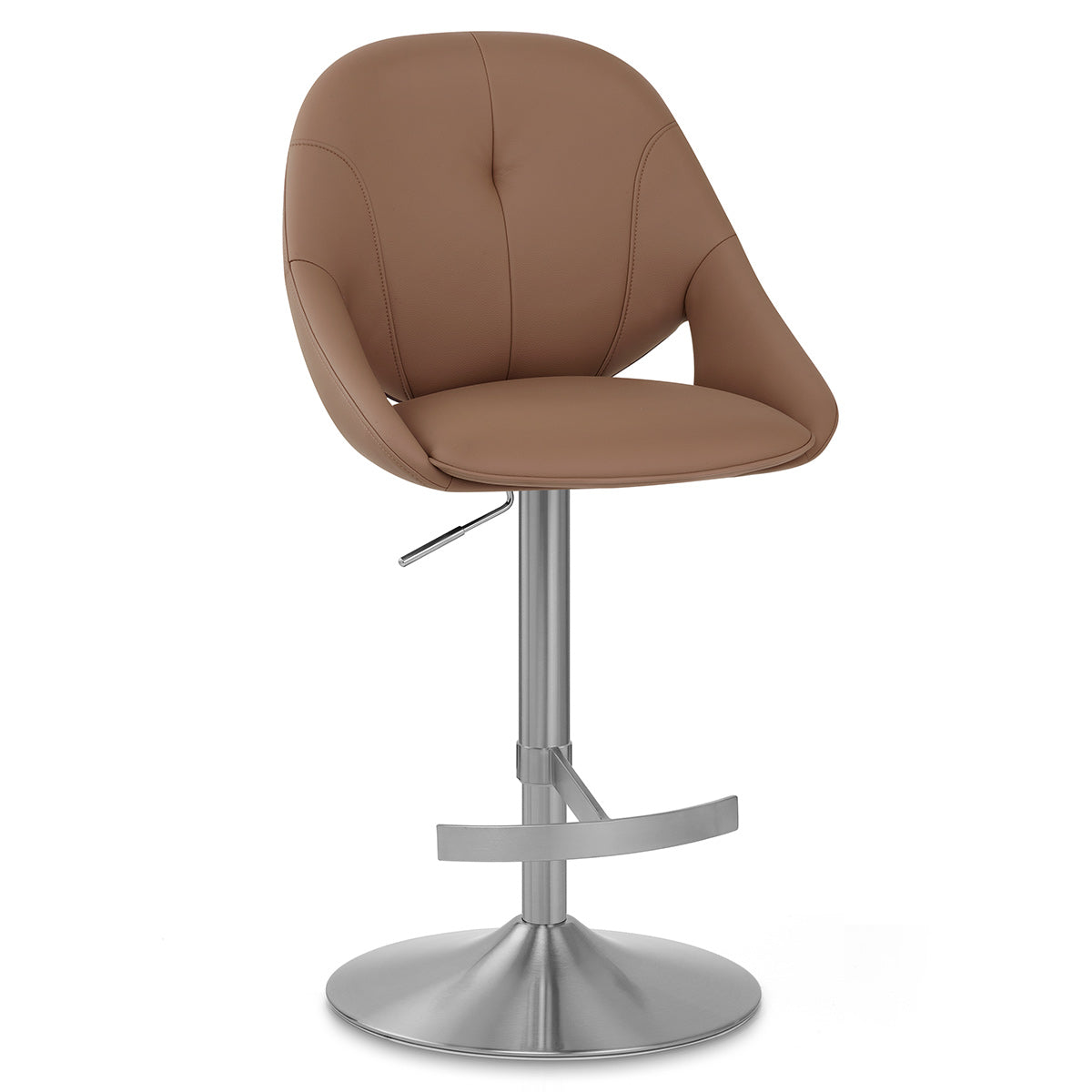 Chaise de Bar Cuir eco Chrome Brosse - Rico Marron