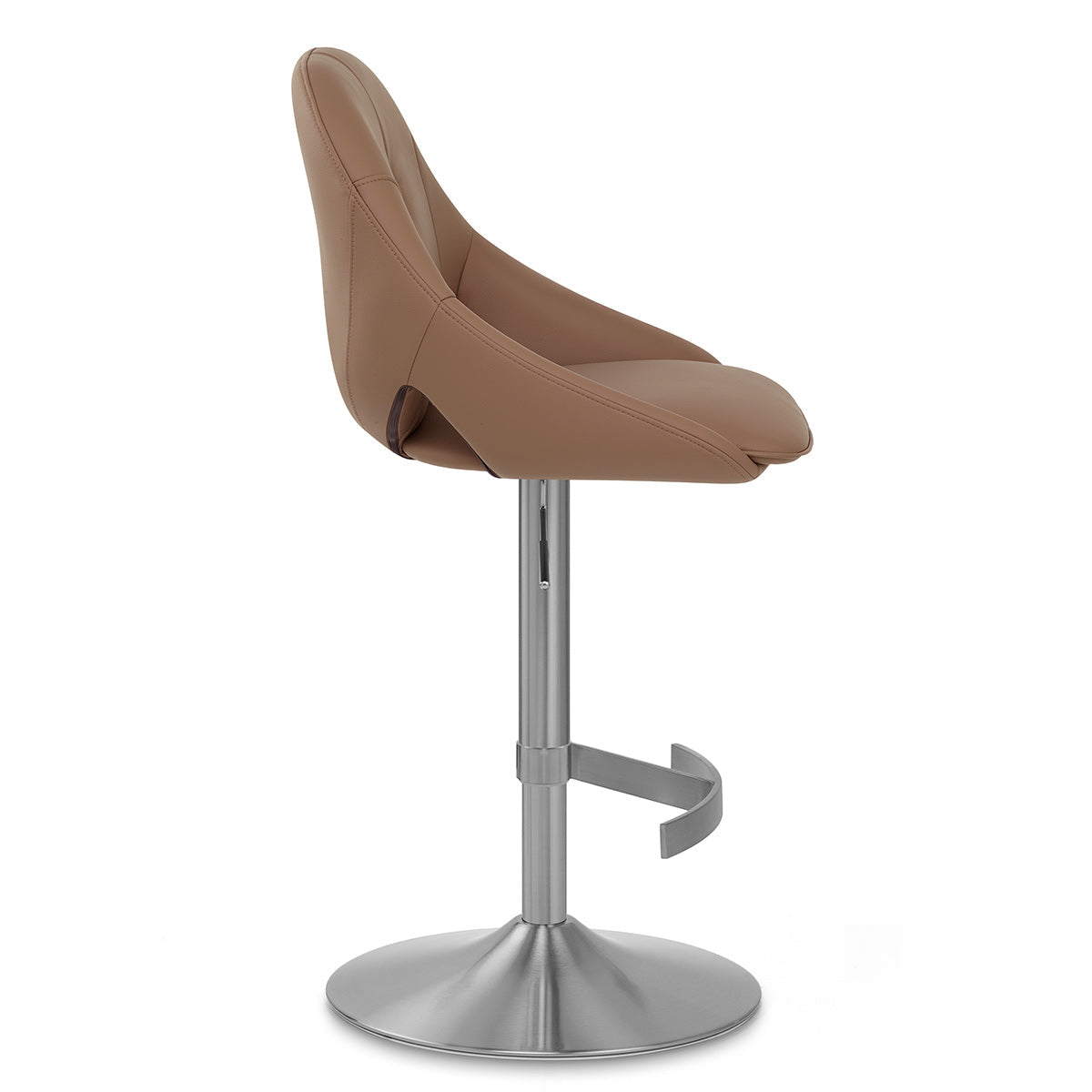Chaise de Bar Cuir eco Chrome Brosse - Rico Marron