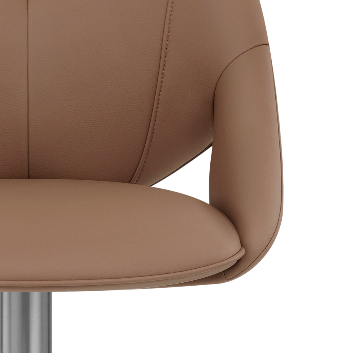 Chaise de Bar Cuir eco Chrome Brosse - Rico Marron