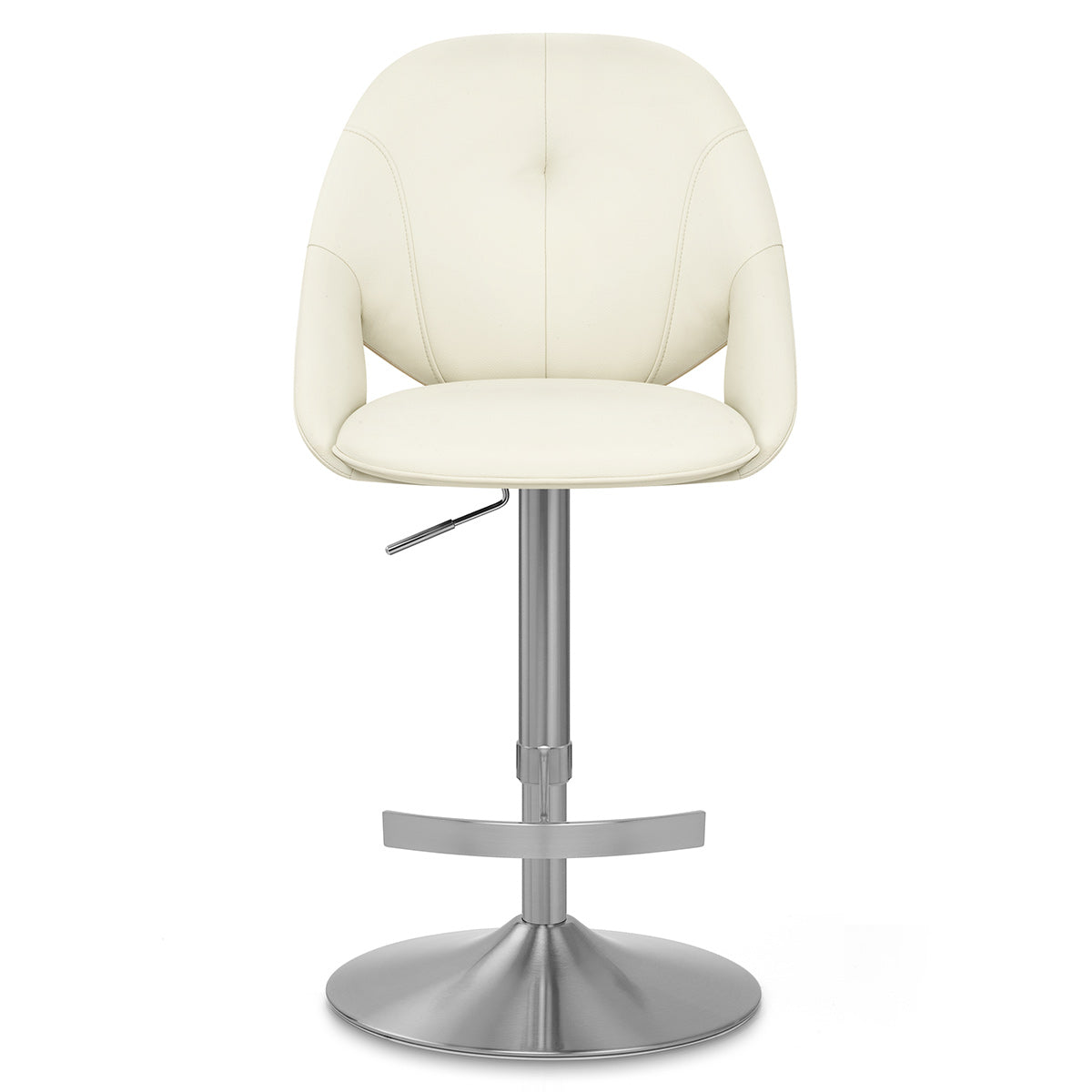 Chaise de Bar Cuir eco Chrome Brosse - Rico Crème