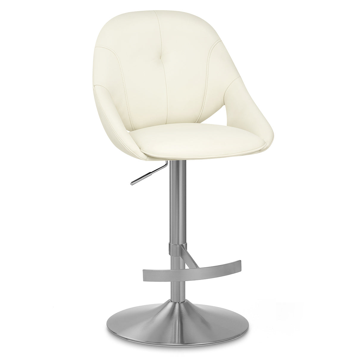 Chaise de Bar Cuir eco Chrome Brosse - Rico Crème