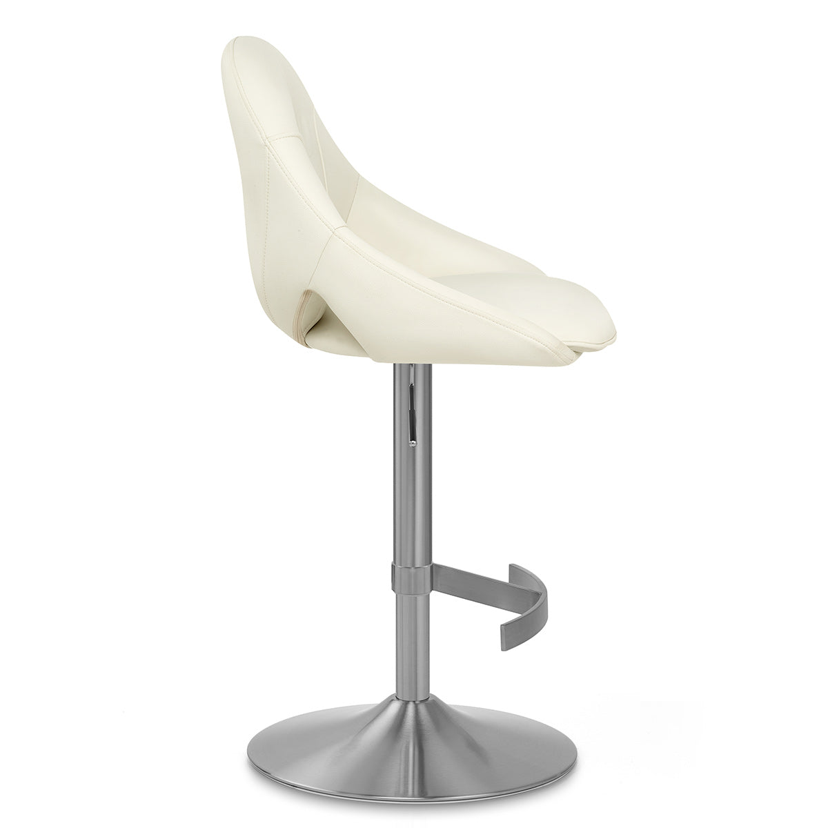 Chaise de Bar Cuir eco Chrome Brosse - Rico Crème