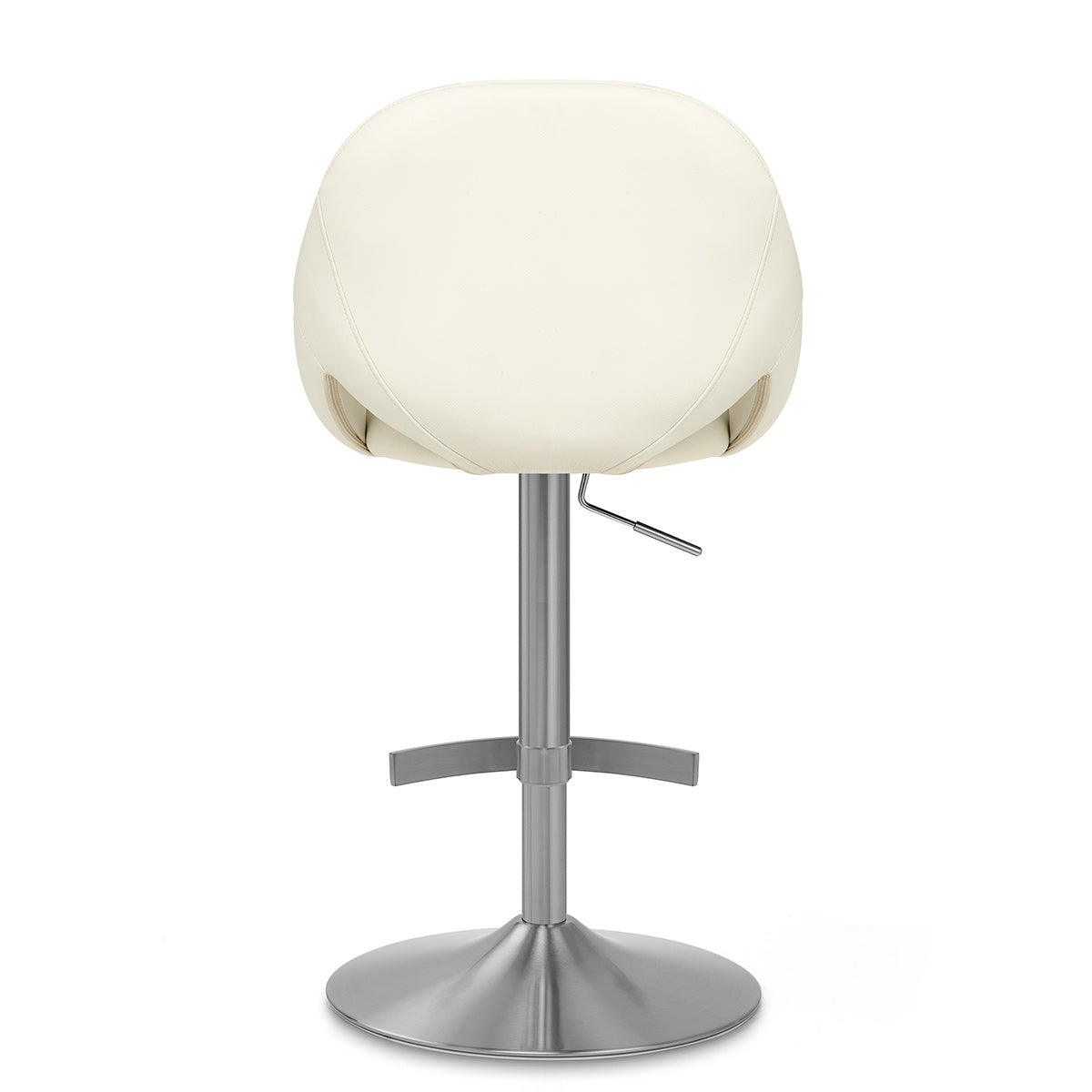 Chaise de Bar Cuir eco Chrome Brosse - Rico Crème