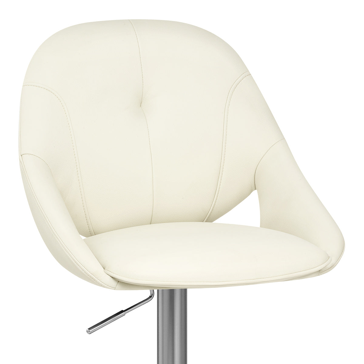 Chaise de Bar Cuir eco Chrome Brosse - Rico Crème