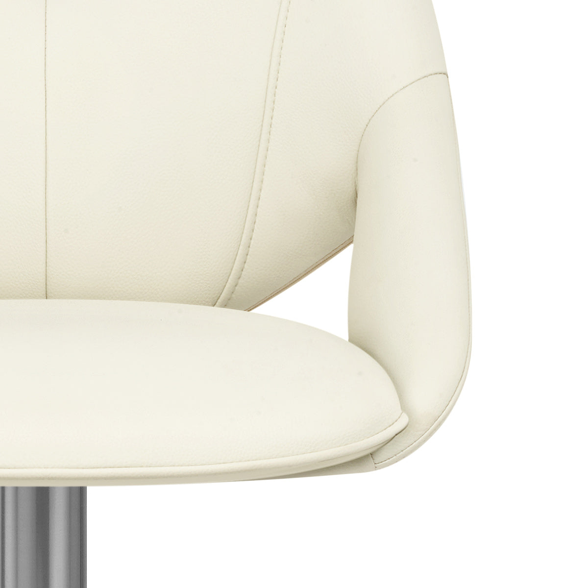 Chaise de Bar Cuir eco Chrome Brosse - Rico Crème