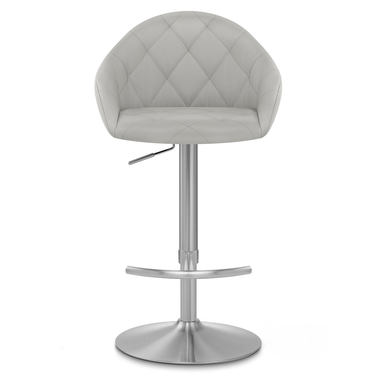 Chaise de Bar Faux Cuir Chrome Brosse - Perry Gris