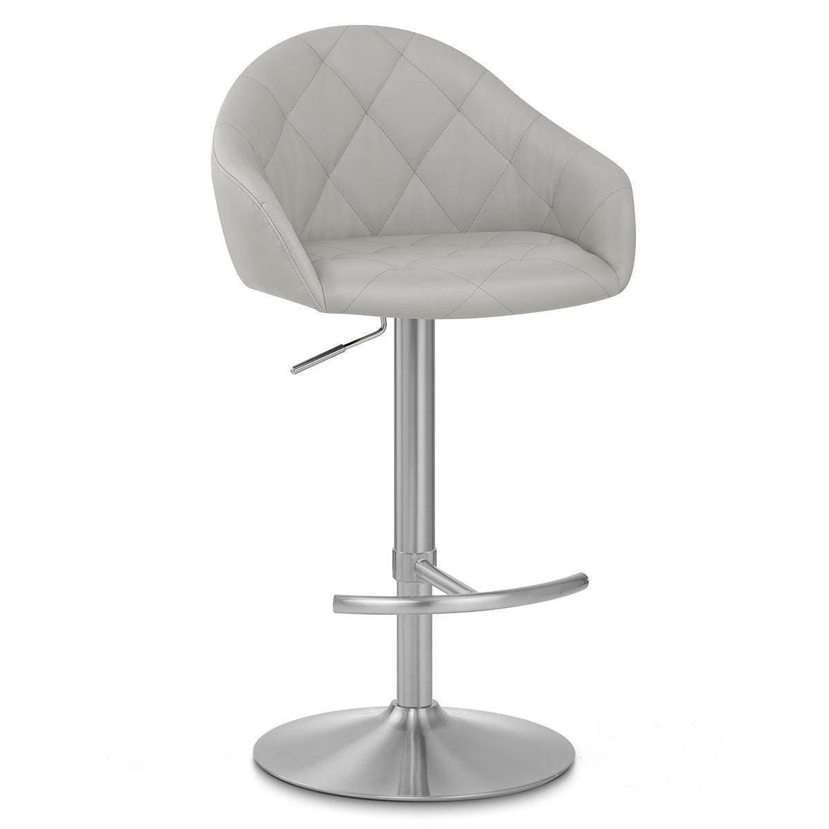 Chaise de Bar Faux Cuir Chrome Brosse - Perry Gris